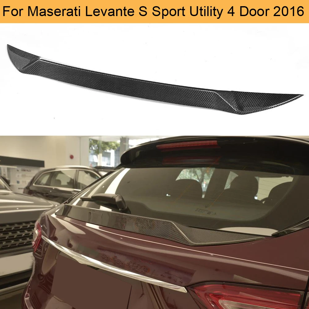 Car Rear Trunk Middle Spoiler For Maserati Levante S Sport Utility 4 Door Hatchback 2016 2017 Rear Boot Lip Wing Carbon Fiber