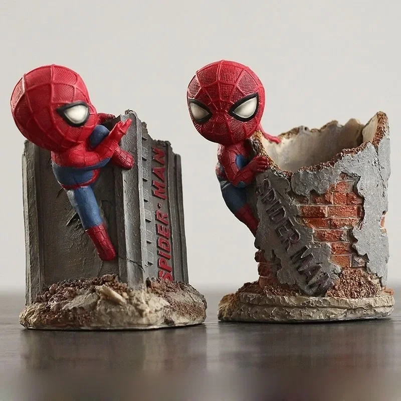 Marvel Creative Cartoon Spiderman Pen Holder for Birthday Gifts for Boys and Children Anime Desktop Decoration Ornaments