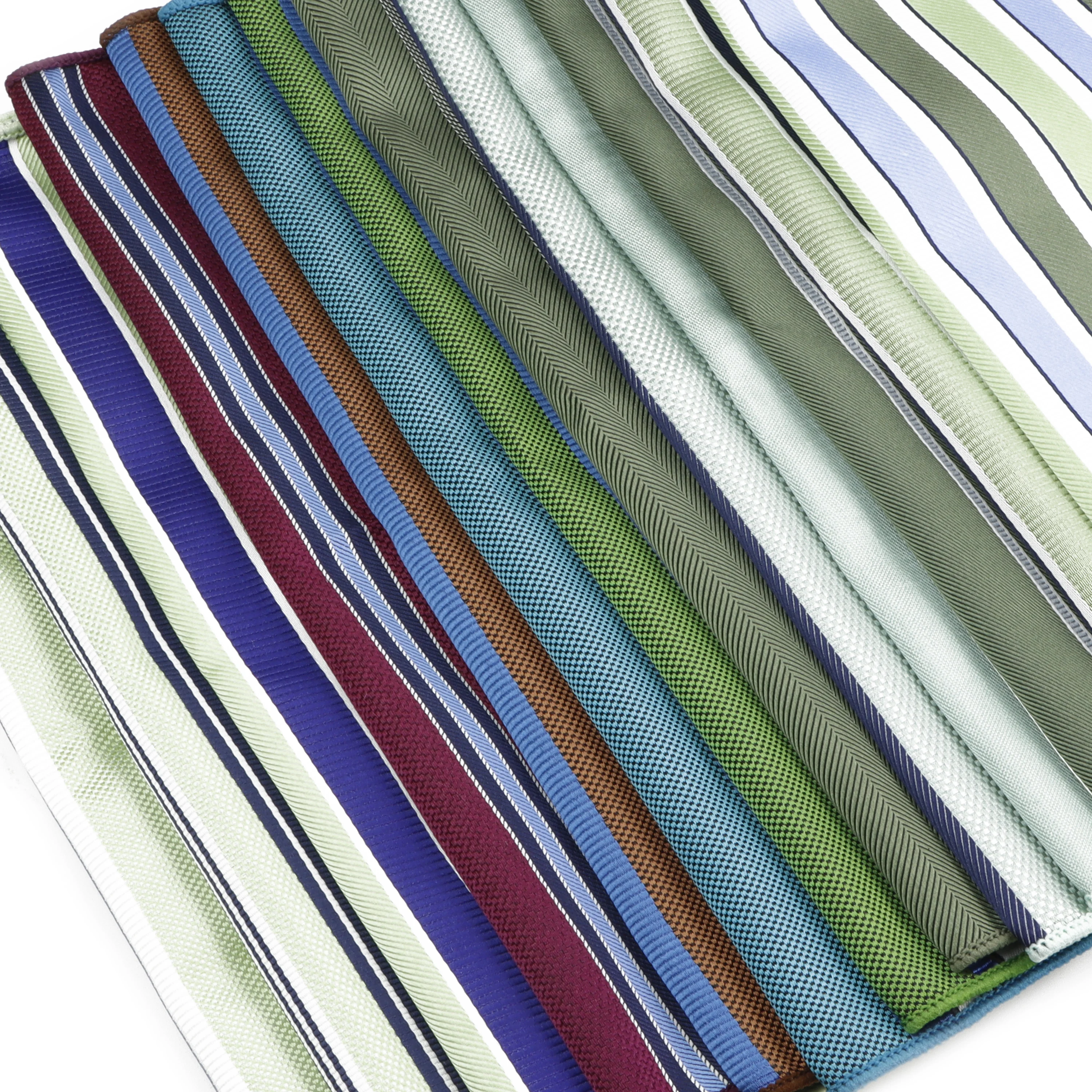 New Jacquard Striped Pocket Square Sage Green Orange For Men Business Meeting Party Suit Shirt Handkerchief Pocket Towel Gifts