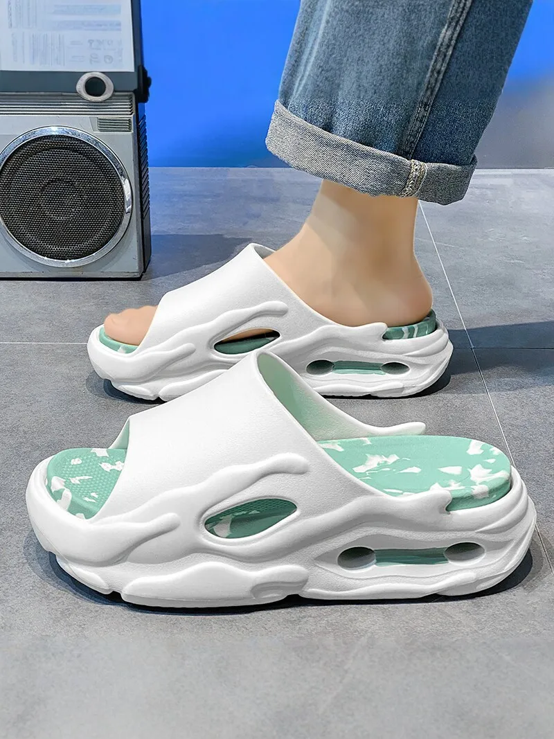 Men's Summer Sandals Trendy Thick Bottom Anti-Slip Slippers Beach Sports Casual Slip-On Shoes Comfortable EVA Flat Footwear