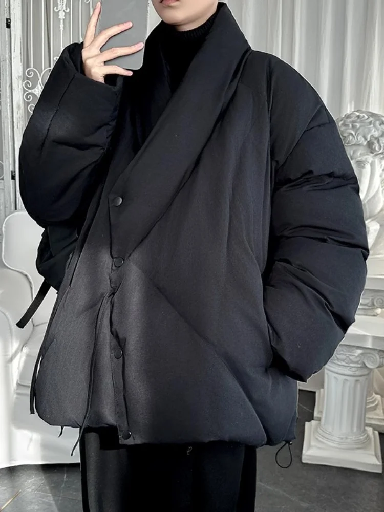 

Мужская утепленная зимняя куртка из хлопка с пуховым наполнителем, модная новинка в китайском стиле, повседневное пальто на пуговицах с длинными рукавами