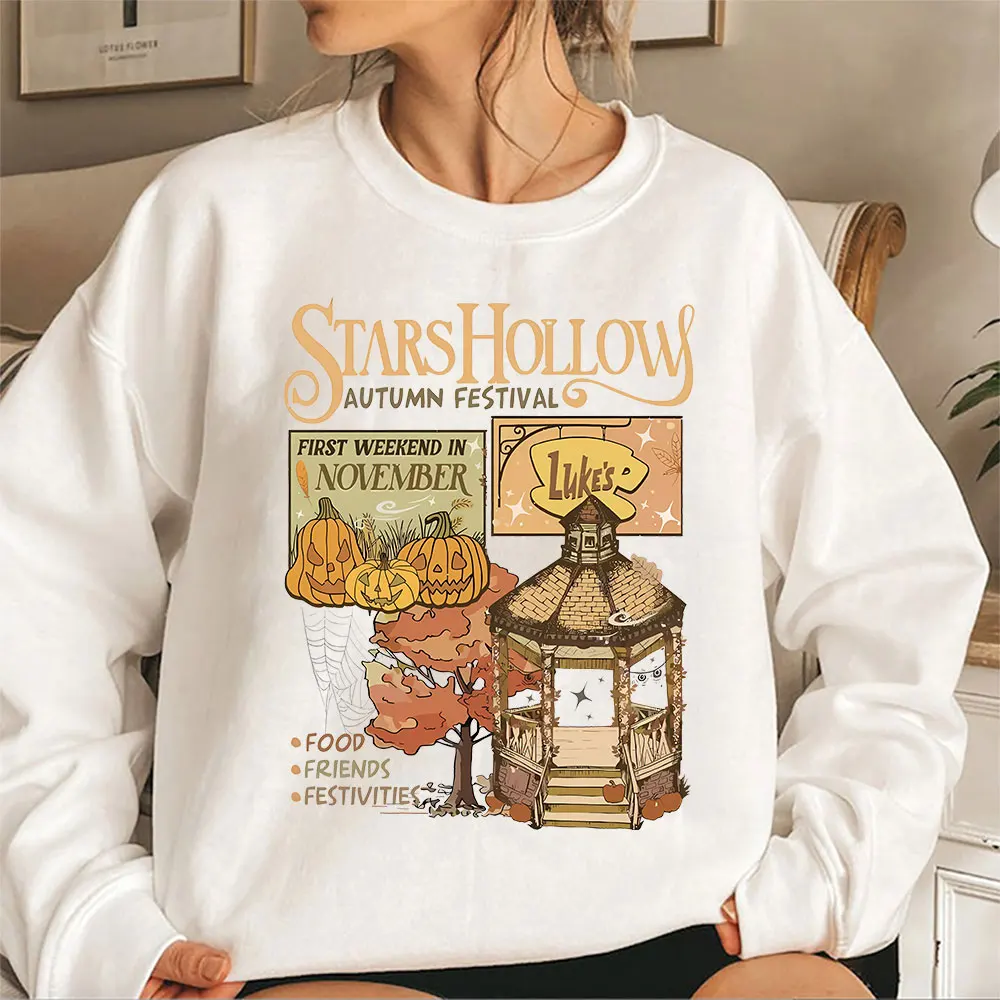 Vintage Stars Hollow Sweatshirt Gilmore Girls Shirt Luke's Diner Coffee Hoodie Halloween Pumpkin Women Fall Crewneck Sweatshirts