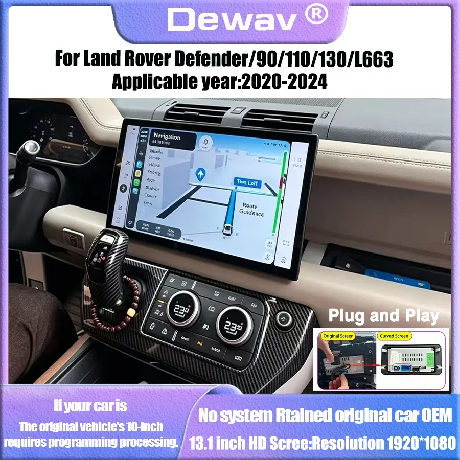 for L663 Land Rover Defender 90/110/130 13.1 Inch Curved HD Touch Screen Multimedia Player  Retain OEM Systems