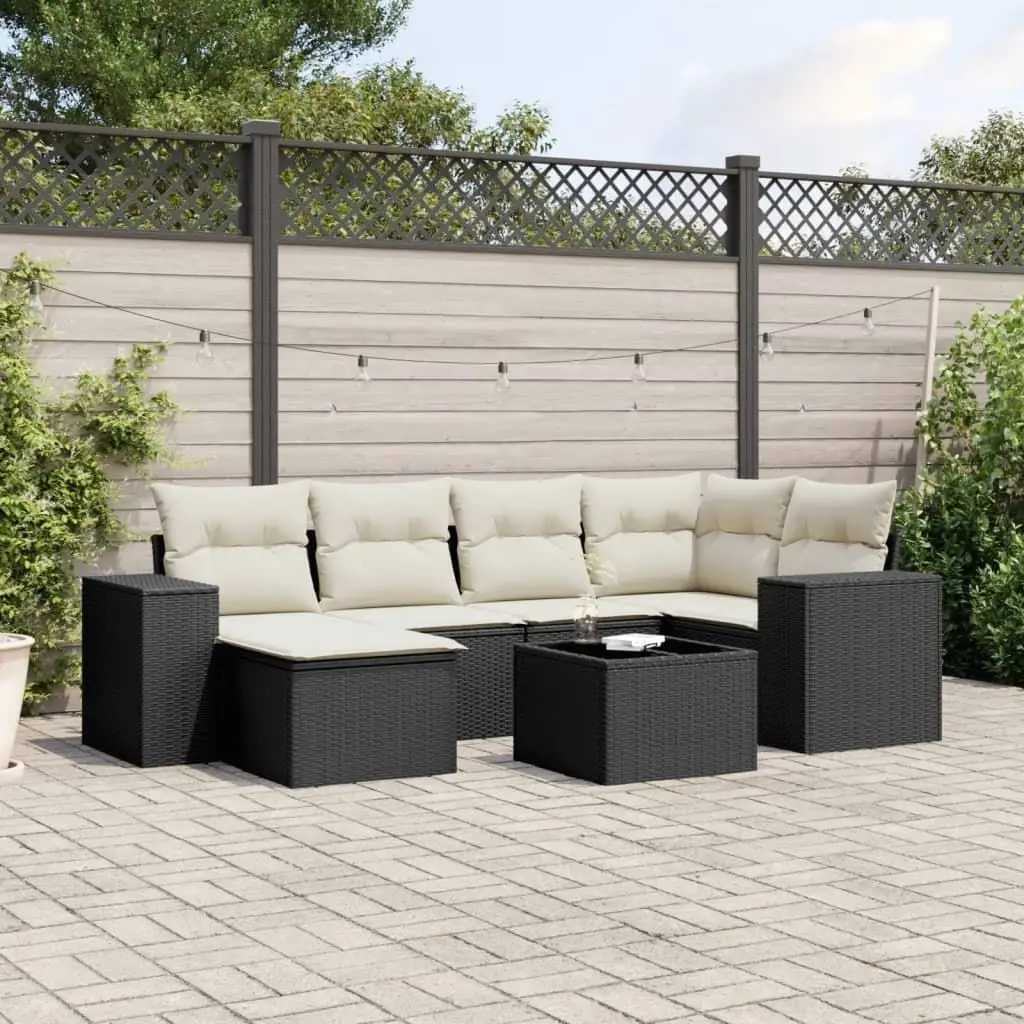 

Garden Sofa Set Black PE Rattan Powder Coated Steel Tempered Glass Modern Outdoor Furniture 4 Piece Sectional Sofa