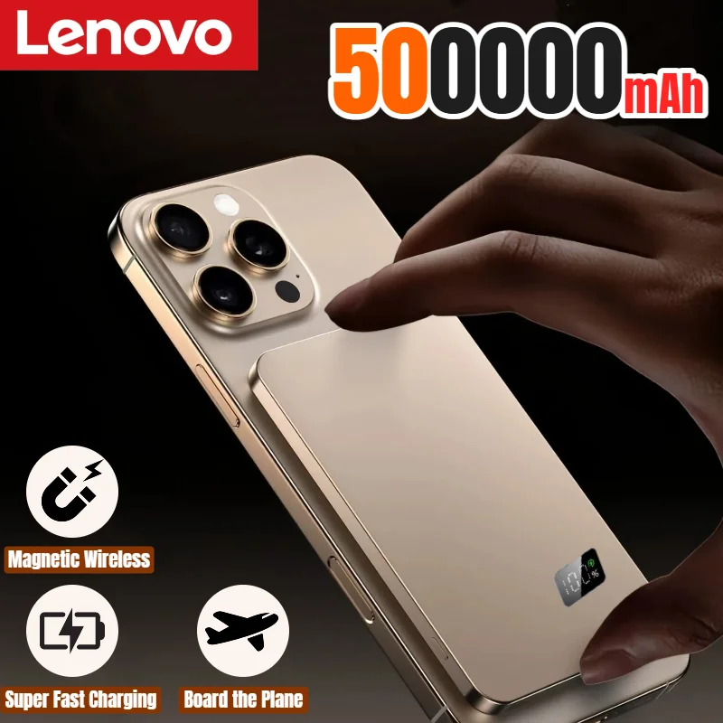 Lenovo 50000mAh Powerbank 3 IN 1 Schlanke Magnetische Kabellose Powerbank 22,5W Externer Akku für MagSafe für iPhone Samsung 2026