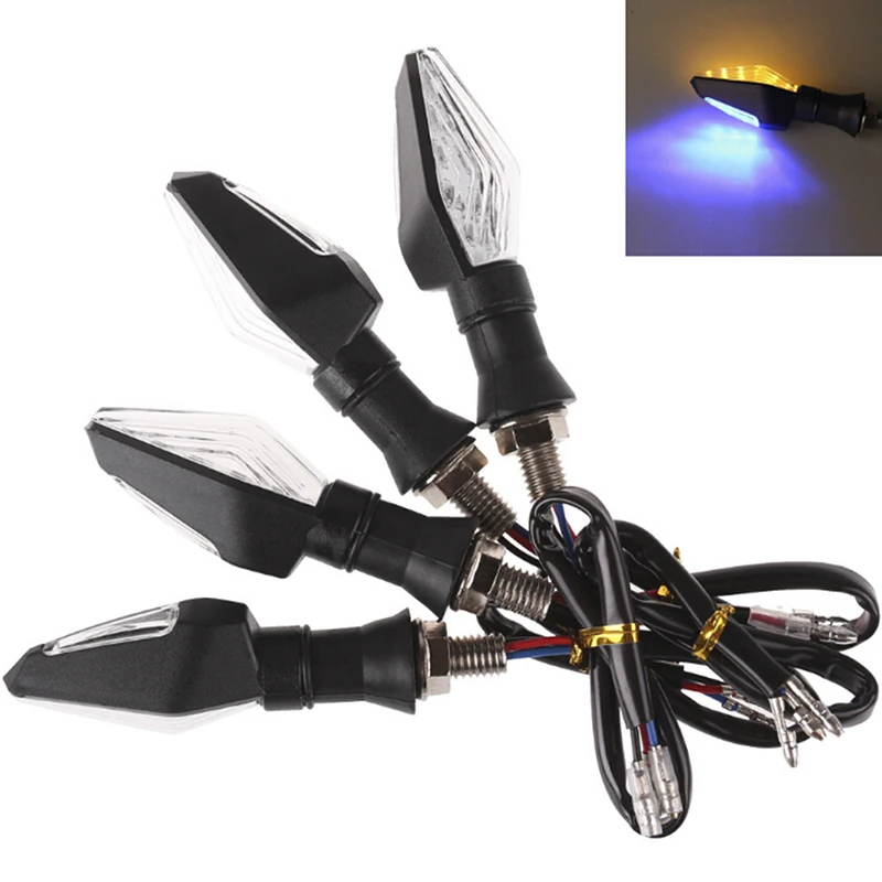 1PC Universal 12LED Amber+Blue Double Color Motorcycle Turn Signal Indicator Light Blinker For Motorcycle Motorbike Off Road