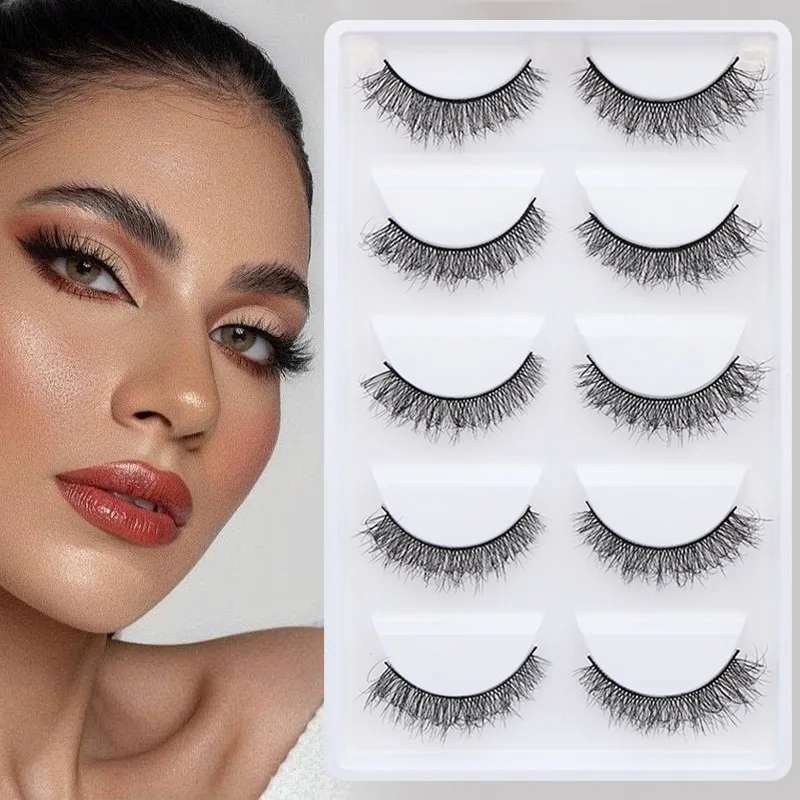 5 Pairs False Eyelashes Factory Stable Supply Fried Hair Fluffy Eyelashes Thick Curled Eyelashes Makeup