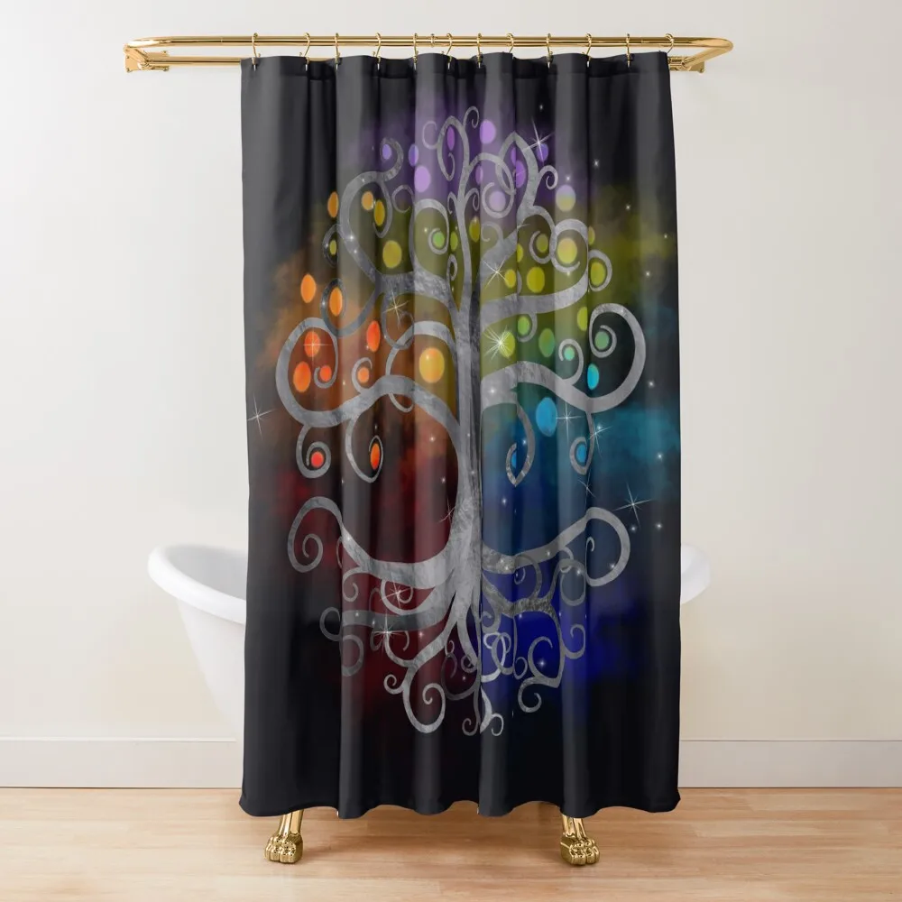 

Tree of life Silver Swirl Shower Curtain Modern Bathroom Accessories Washable Waterproof Fabric Shower Curtain