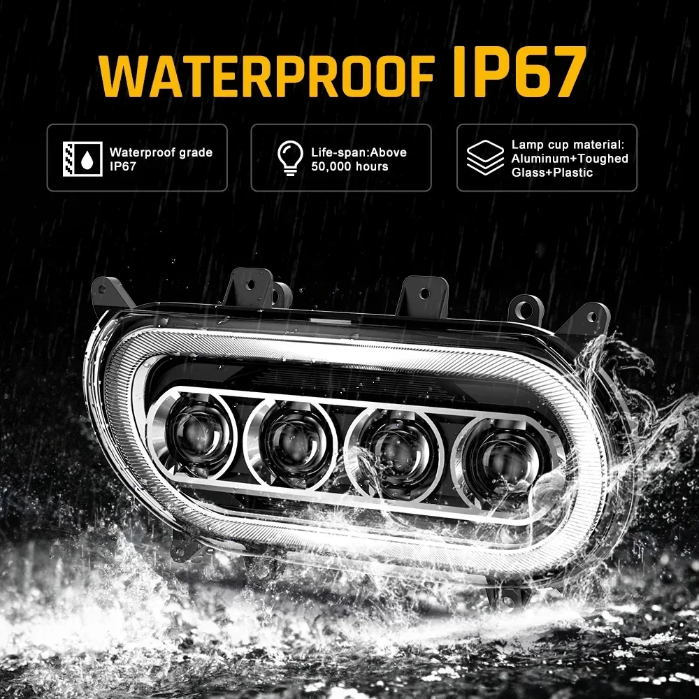 دراجة نارية Led المصابيح الأمامية ل هارلي الطريق الإنزلاق دراجة نارية رئيس مصباح 120 واط عالية شعاع العارض الجمعية #3