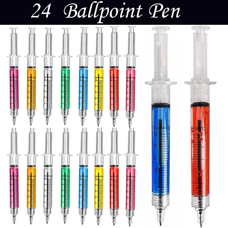 

24Pcs Novelty Syringe Ballpoint Pens Cute Stationery nurse pen Ballpoint Pen 0.5mm Ballpen