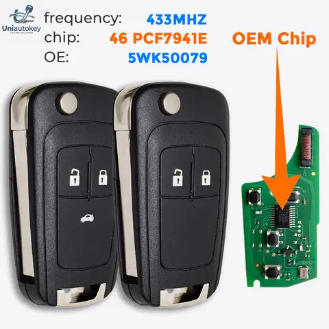 OEM PCF7941E Chip 433MHz Remote Key For Opel Vauxhall Astra J Corsa Insignia Chevrolet Cruze Aveo Malibu Flip Car Key 5WK50079