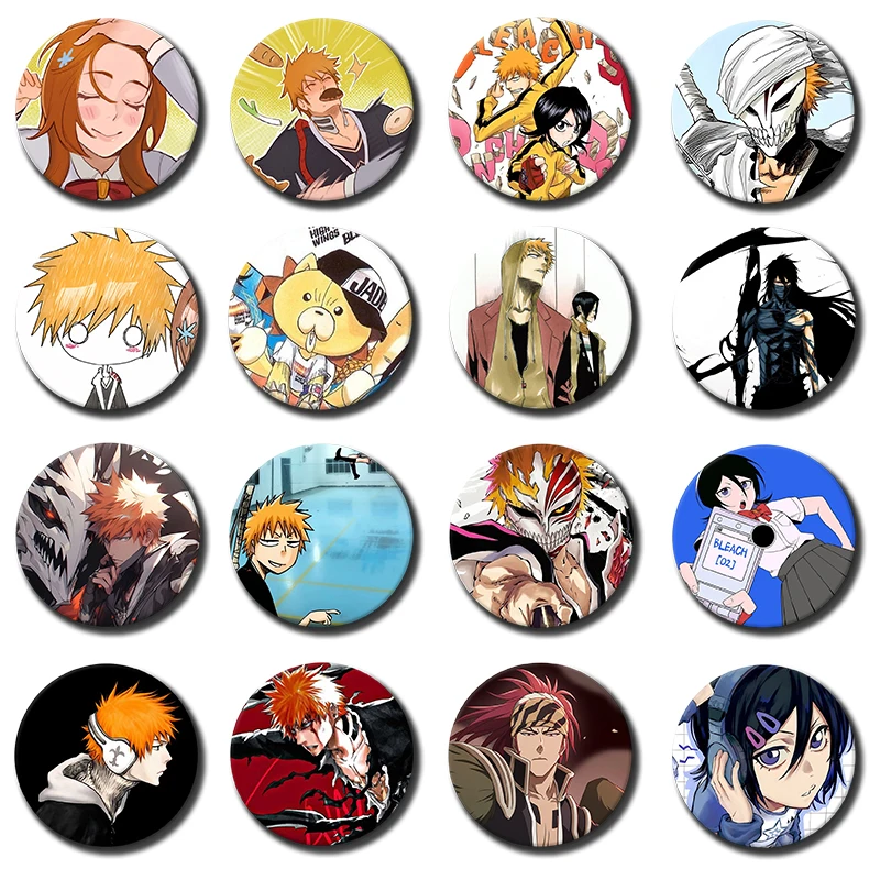 1PC Anime B-BLEACH K-Kurosaki Ichigo Urahara Kisuke Yumi Ochi‌ Ginjou Kuugo Cosplay COSTUME Badge Pin SPTE Tinplate Brooch﻿ Prop