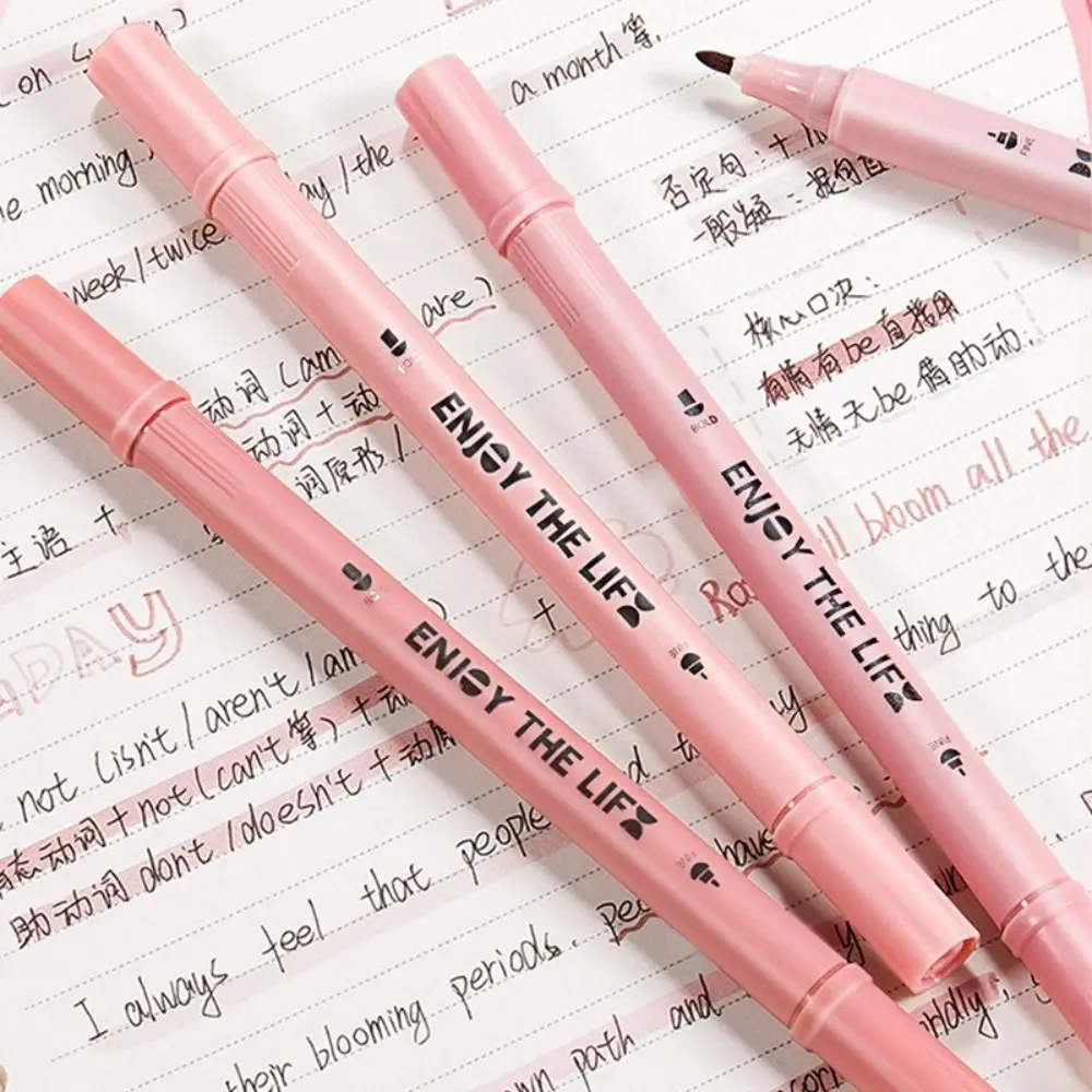 4Colors/Set Double Headed Highlighter Set Eye Protection Mark Key Points Fluorescent Pen Stationery Graffiti Tools