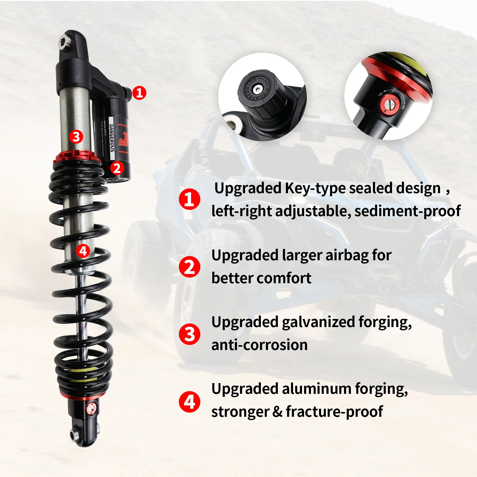 BB 2PCS Enhanced Version Front Rear Shock Absorber for CFMOTO CF800AU CF1000AU ATR Replace OEM 9AWA-051600 9AWA-061600 ATV/UTV