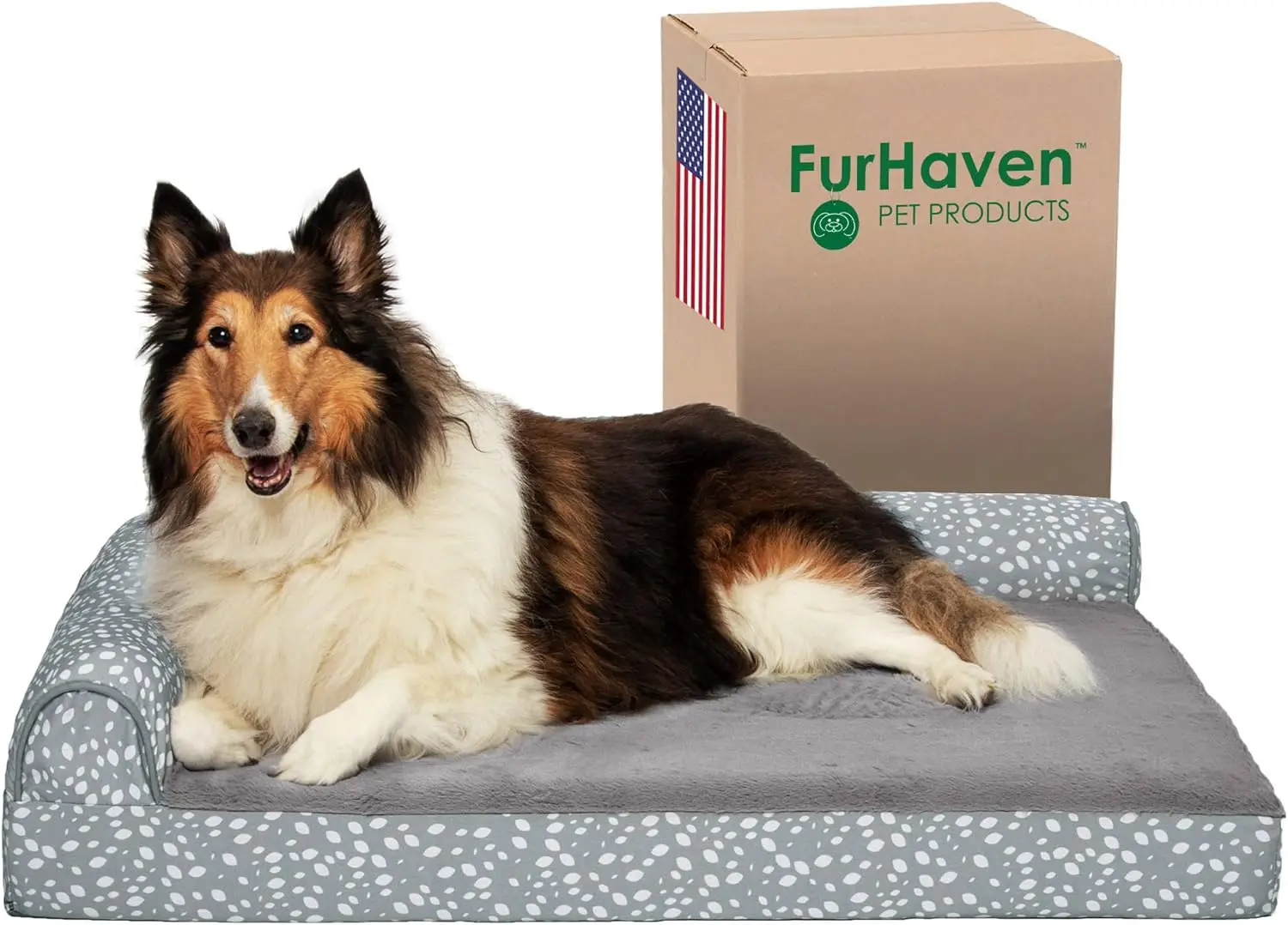 Furhaven Cooling Gel Dog Bed For Large Dogs W/ Removable Bolsters & Washable Cover, For Dogs Up To 95 Lbs - Plush & Almond