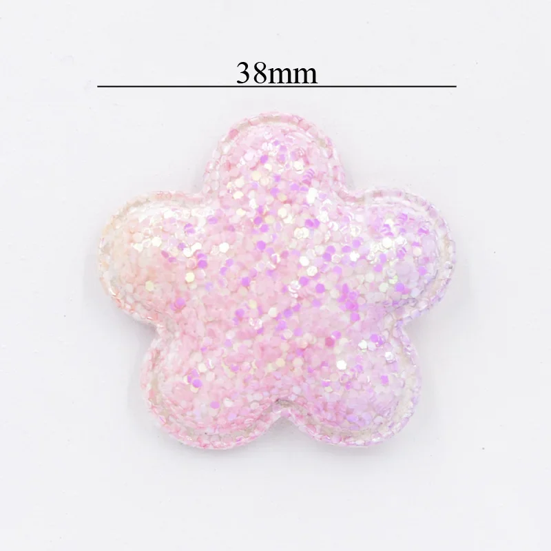 10Pcs Glittery Iridescence Plum Blossom Appliques Flower Padded Patches for DIY Girl's Hoop, Clip, Band, Headdress, Ornament