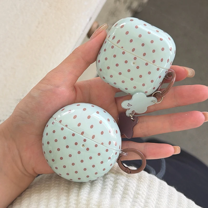 Korean Polka Dot Cute Earphone Case For Samsung Galaxy Buds 4 3 2 Pro Live Core Headset Cover Silicone Headphone Cases Buds 3 FE