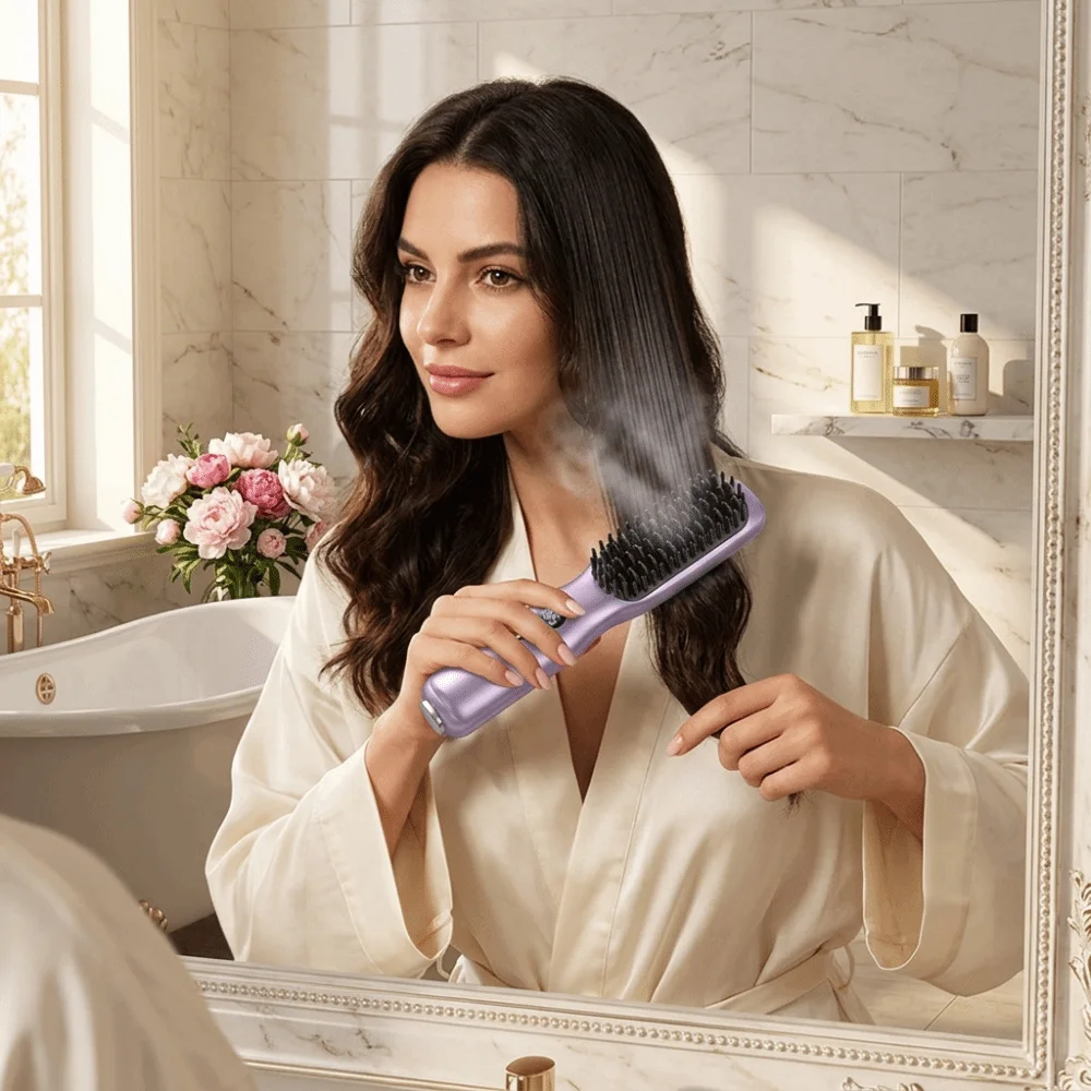 Multi-Functional Wireless Hair Straightener Brush Compact Wireless Design Portable Mini Hair Styling Tool