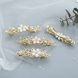 2023 New Japanese and Korean Pearl Flower Spring Hairpin Vintage Side Clip Horizontal Clip Elegant Women's Fashion Hairpin