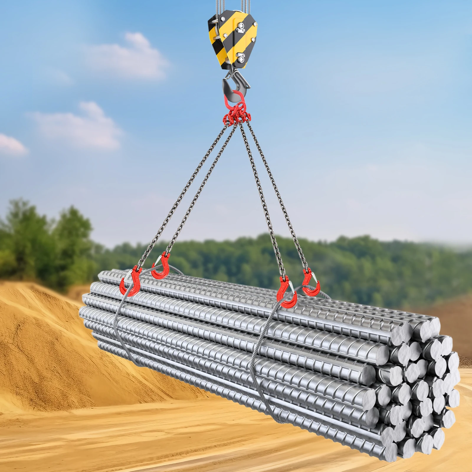 

Red G80 Chain Sling(Space-Saving&Versatile) - 5ft Length&Small Floor Space(Convenient Storage), Butterfly Connection Buckle&Firm