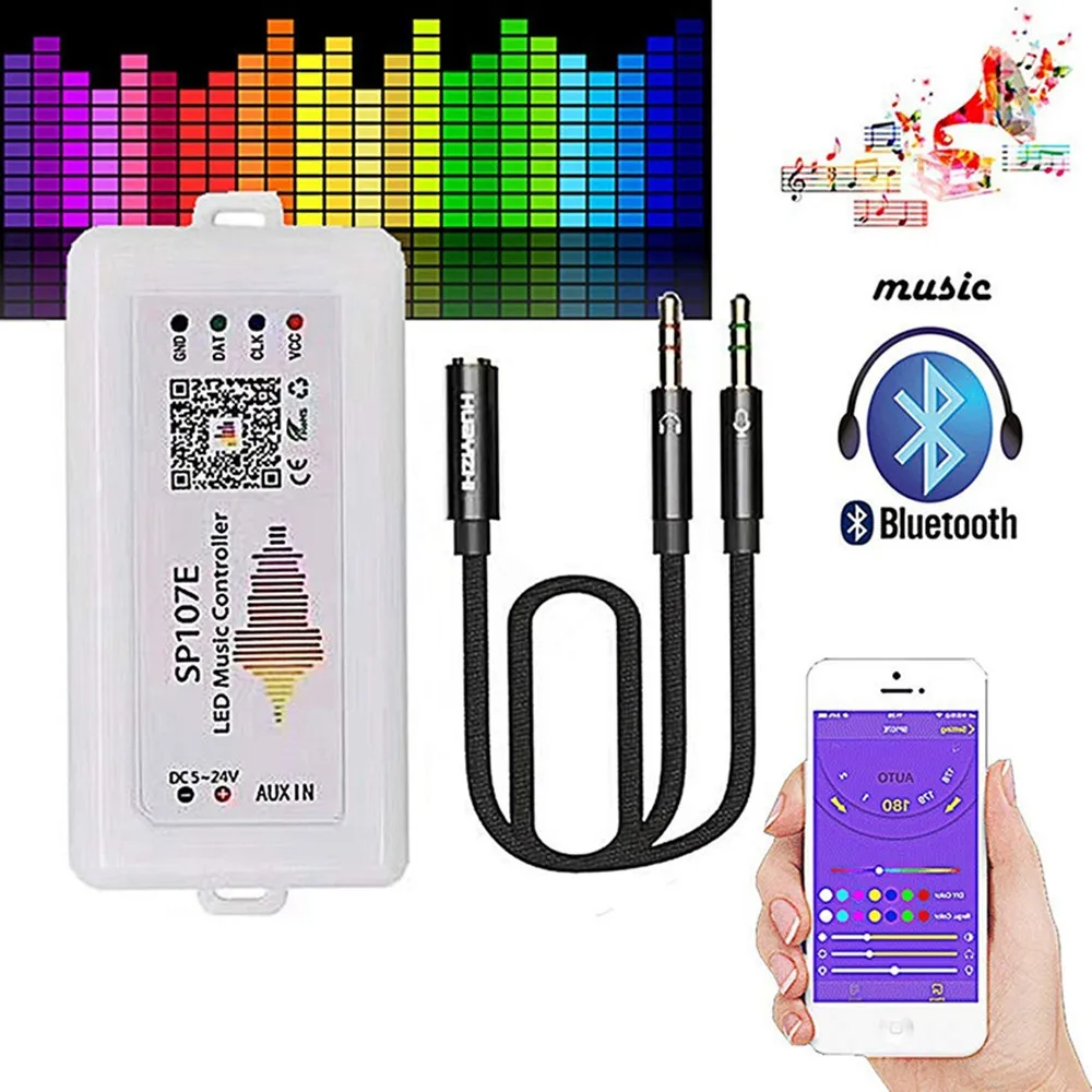 Sp108e wifi ws2811 ws2812b controlador de música led sp107e sk6812 sp105e bluetooth apa102 sp110e ws2801 pixels tira conduzida DC5-24V