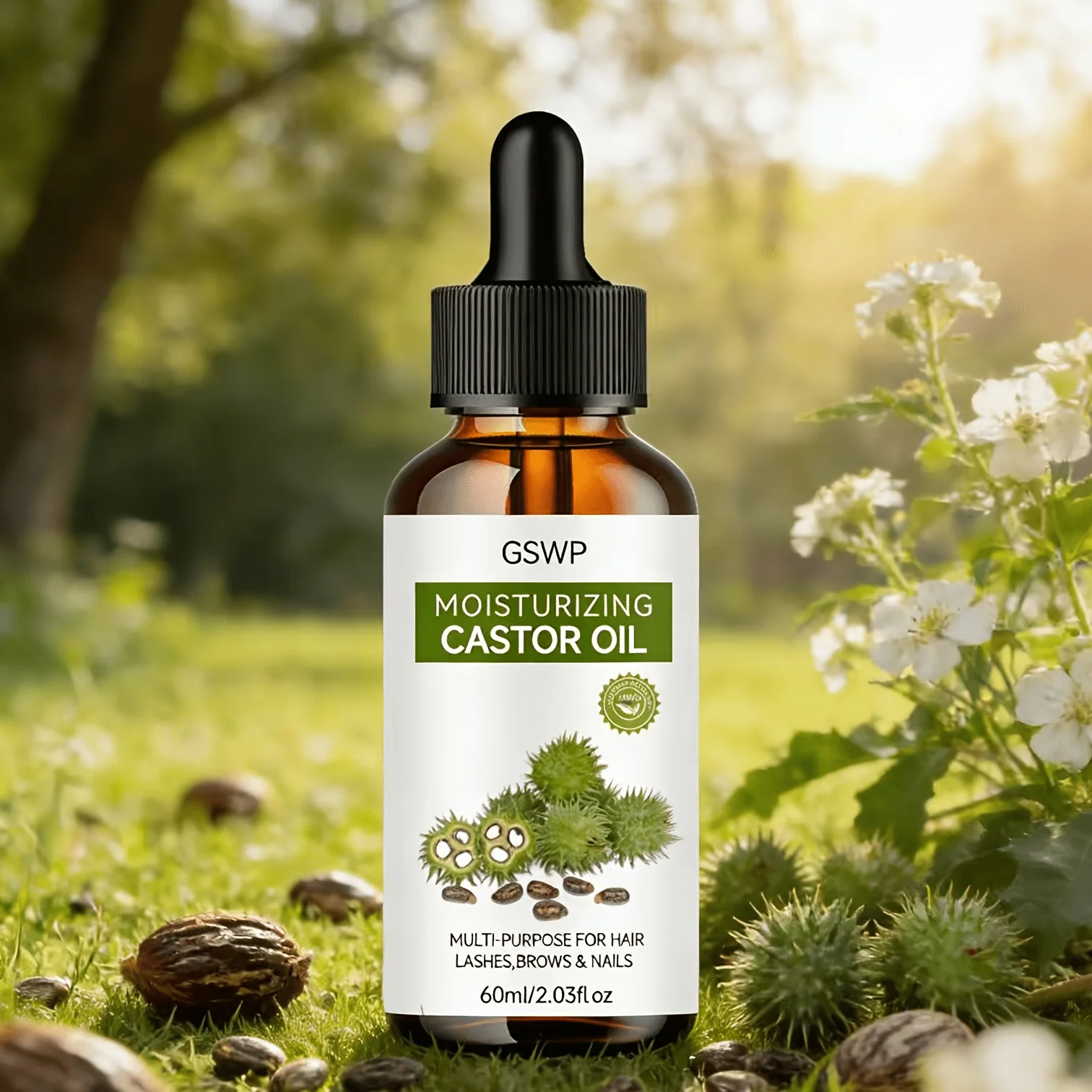 GSWP Castor Oil, Has Multi-Functional Effects Such As Repairing Broken Hair Tips, Moisturising and Hydrating. 60/120mL