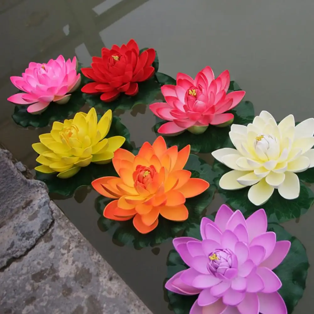 Artificial Lotus Flower Fake Floating Water Lily Garden Pond Fish Tank Decor Micro Landscape Colorful Artificial Ornament