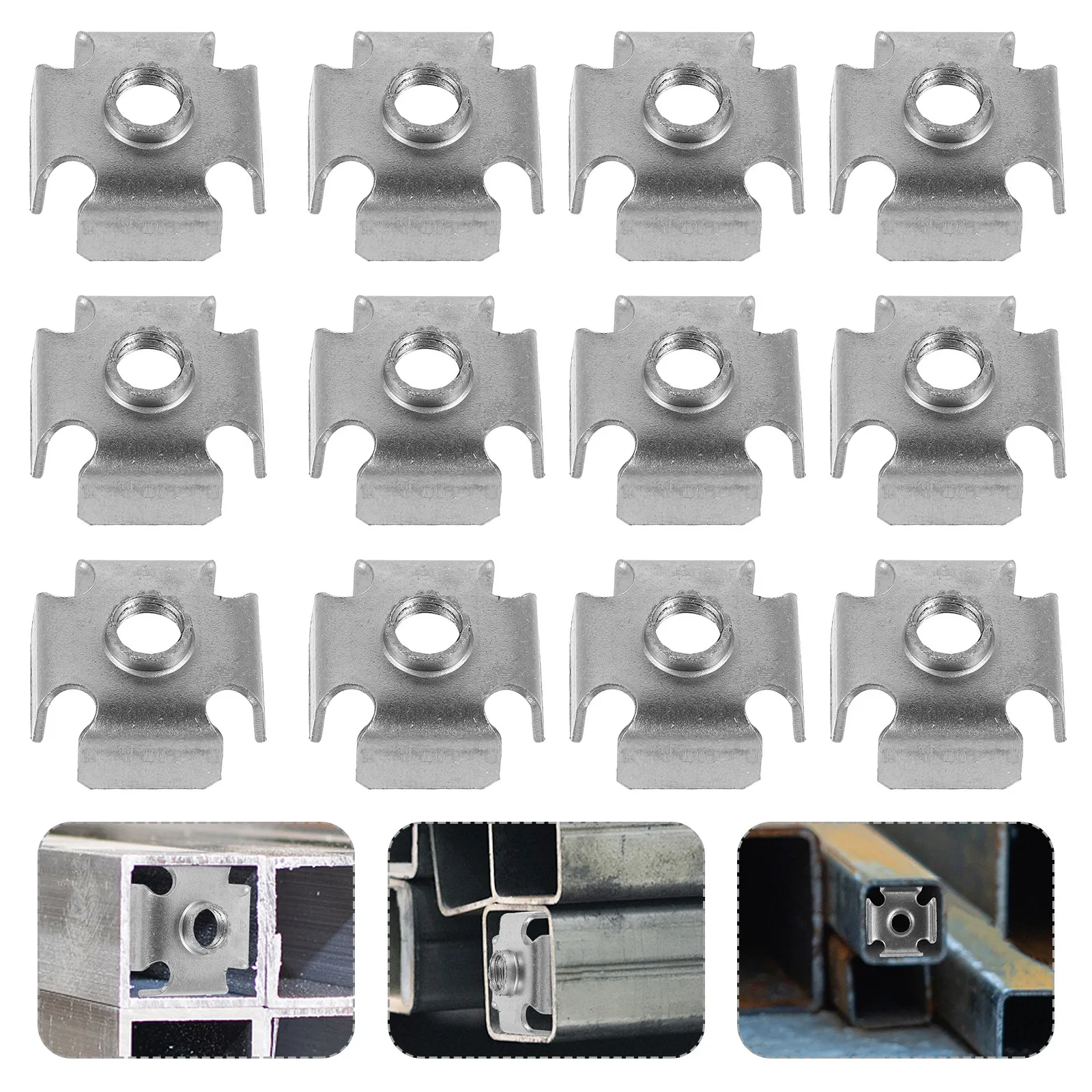 50Pcs Square Tube Embedded Nut Inserts Metal Threaded Nut Inserts for Easy Installation Disassembly Stable Connection