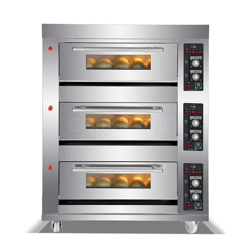 

3 Deck 6 Trays Commercial Kitchen Gas Oven Bakery Machine Equipment Baking Oven Bread Cake Deck Oven