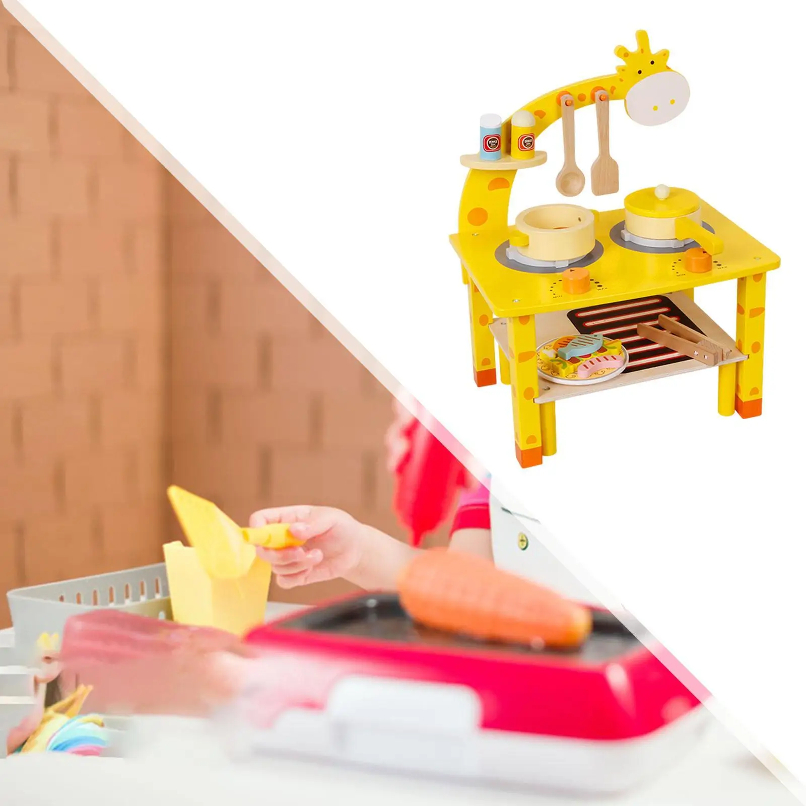 

Wooden Barbecue Play Foods Set Kitchen Toys Set Play Role Fine Motor Skills Barbecue Cooking Game Kids Grill Toy for Toddlers