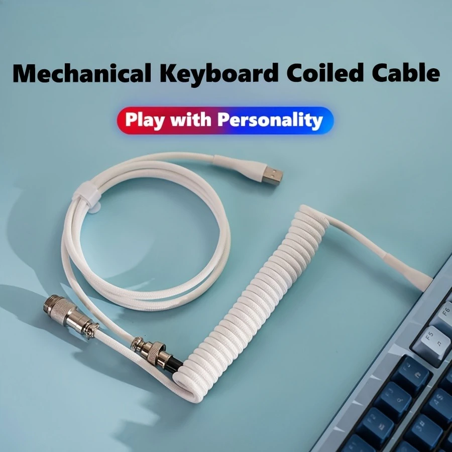 Kundenspezifisches, spiralförmiges, geflochtenes USB-A-auf-Typ-C-Kabel für mechanische Tastaturen mit Magnetschalter, langlebige Anschlüsse aus Zinklegierung
