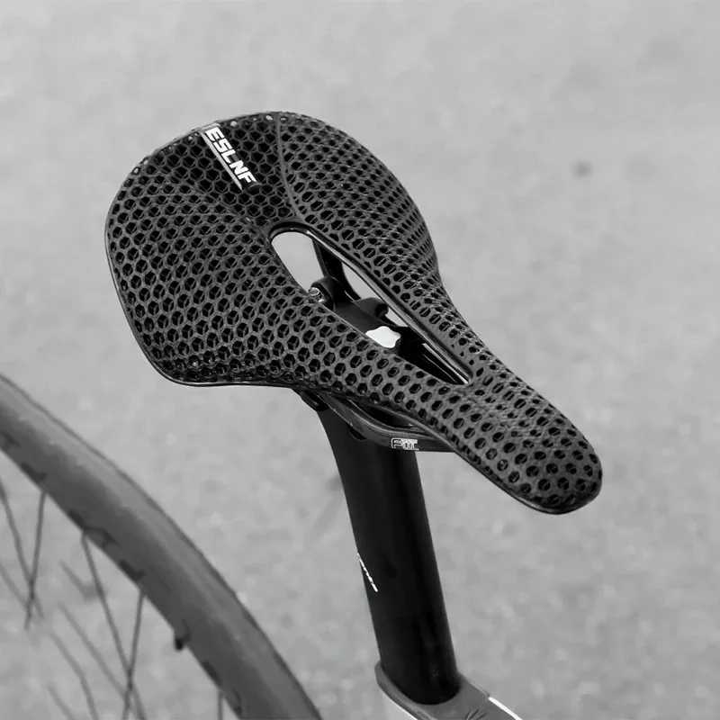 ESLNF 3D Printed Road Bike Seat T700 Carbon Speed Saddle Lightweight Short Nose Racing Bike Saddle High End Bicycle Parts