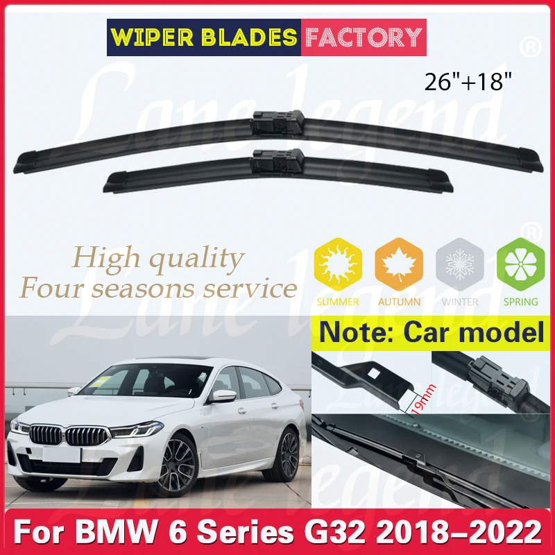 

For BMW 6 Series G32 2018-2022 Gran Turismo GT 630i xDrive Front Wiper Blade Windscreen Windshield Window 26"18" Car Accessories