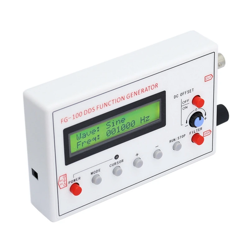 FG-100 DDS-Funktionssignalgenerator, Frequenzzähler, 1 Hz – 500 kHz Sinusfrequenz mit BNC-Kabel