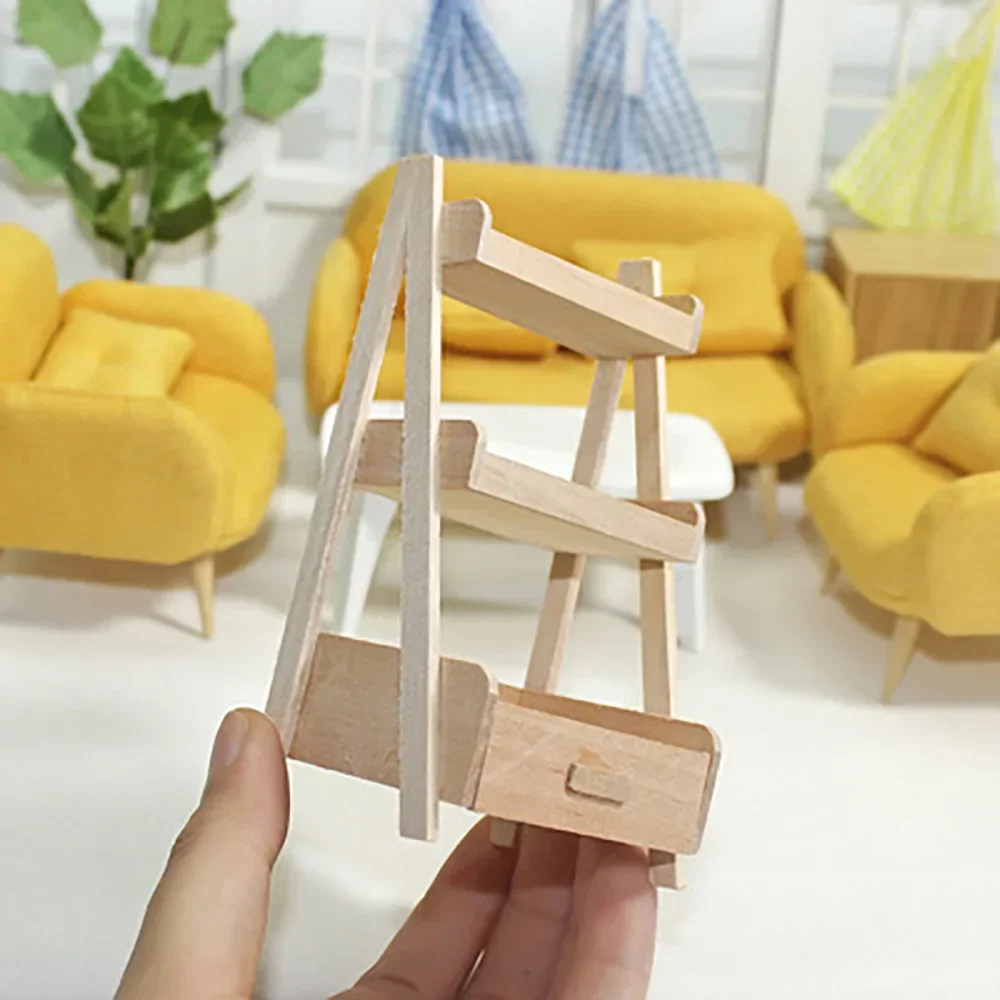 1/12 Doll House Miniature Wooden Flower Stand Simulation Potted Plant Rack Model Toys for Mini Decoration Dollhouse Accessories