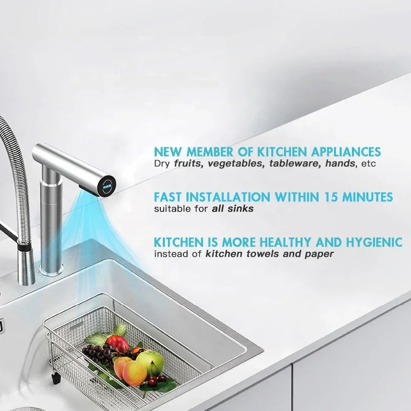 AK7172  Modern 304 Stainless Steel fast drying Rotatable smart touch kitchen faucets for dry anything