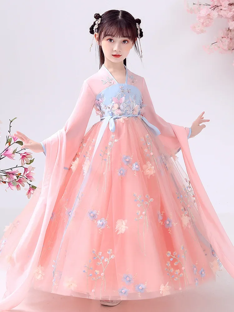 2024 novas roupas infantis estilo antigo primavera super fada menina hanfu meninas primavera e outono traje antigo estilo chinês