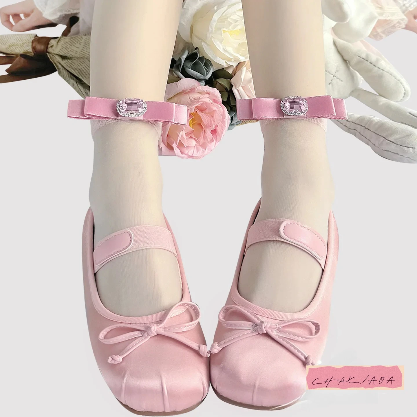 

Японские оригинальные носки в стиле Лолиты, милые и милые балетные носки со стразами и бантом, элегантные шелковистые тонкие средние носки-трубочки, летние женские носки