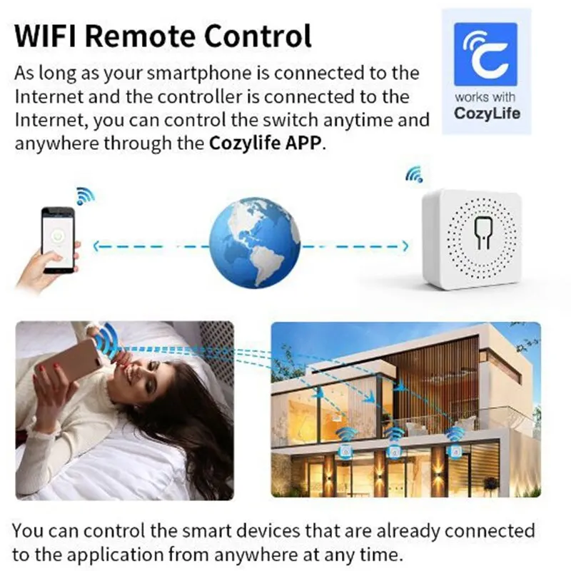 Tuya Smart Wireless Switch 16A Telecomando a 2 vie Interruttori Mini Smart Breaker Smart Life Controllo del lavoro Supporto Alexa Google Home