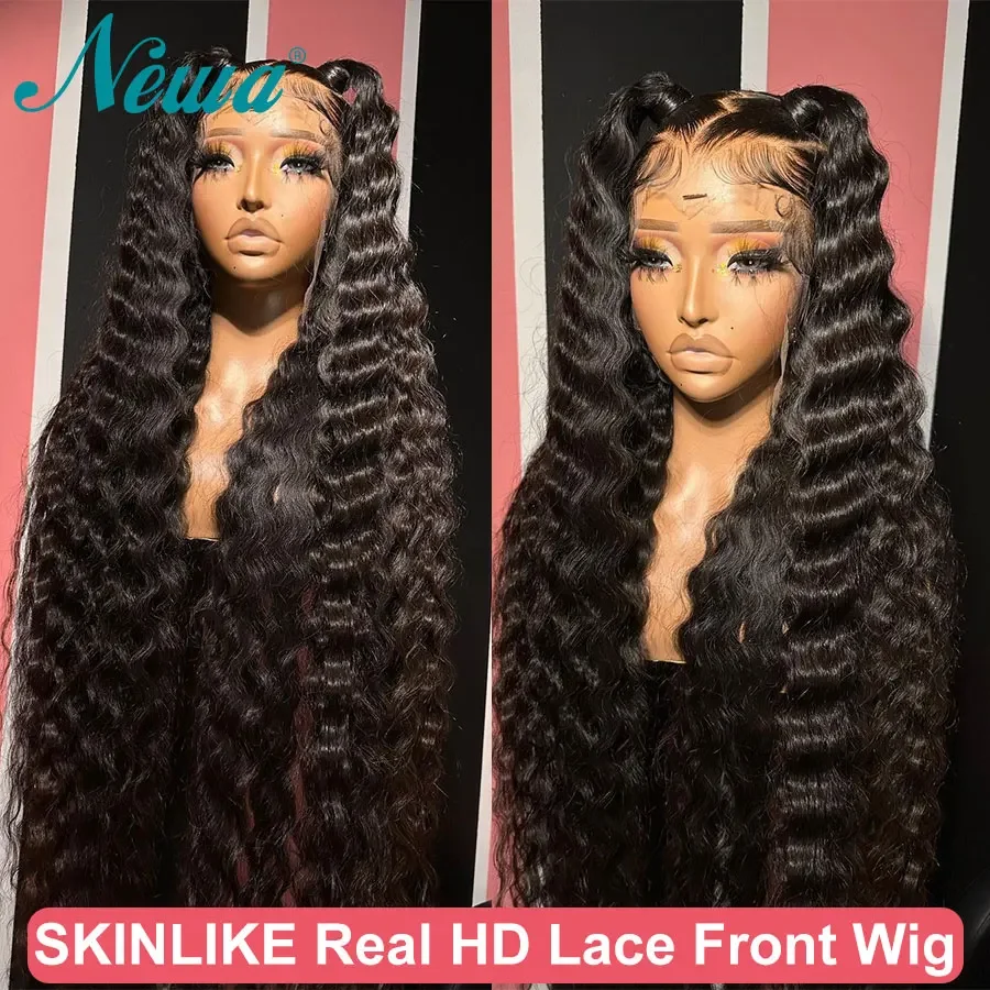 Newa Hair Deep Wave Full Frontal 13X6 HD Lace Wig Pre Plucked Human Hair 5x5/6x6 HD Lace Closure Wigs Glueless Ready Wear Wigs
