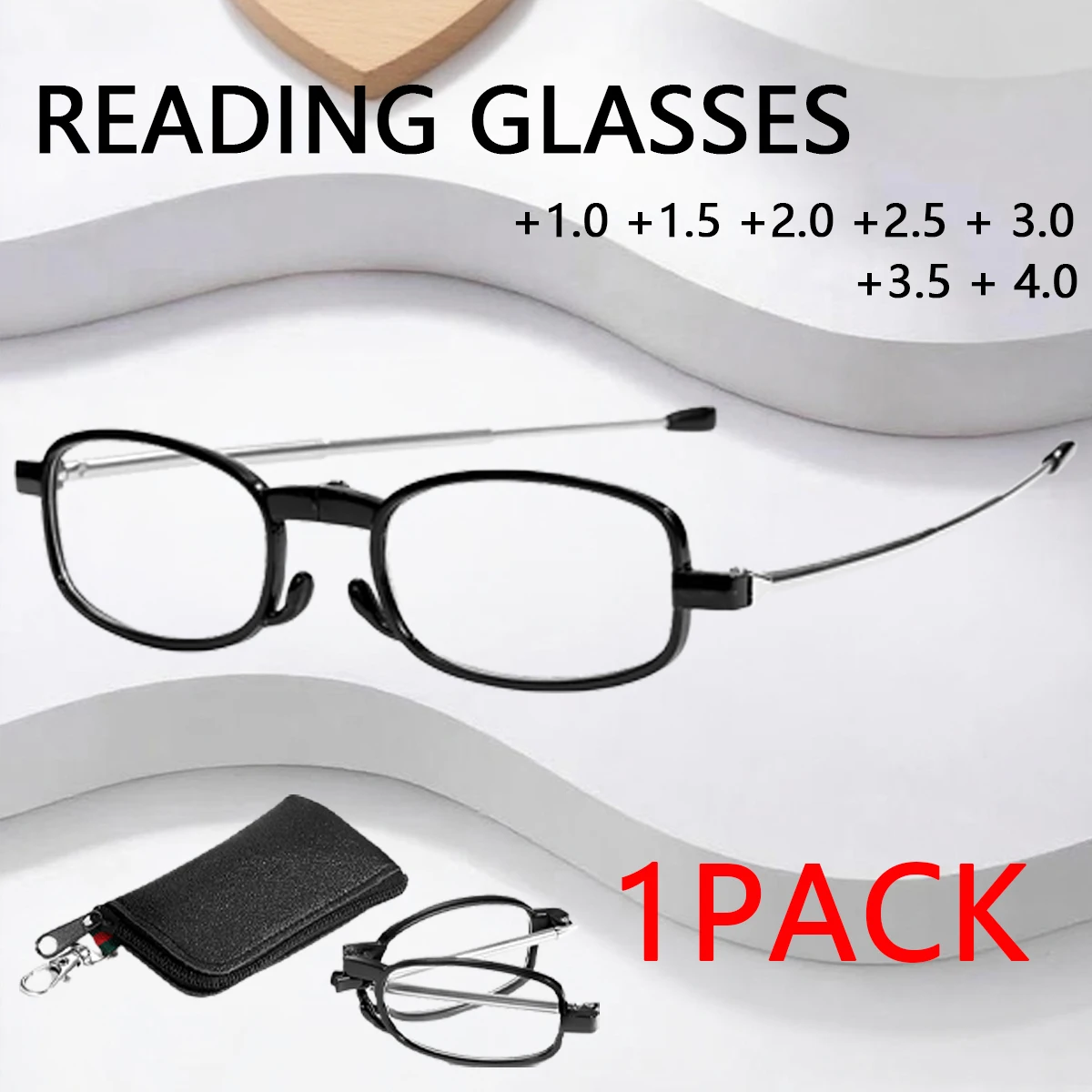 1PC Foldable Reading Glasses Men Women PC Frame Anti Blue Light Glasses with Zipper Bag Prescription Eyewear +1.0 To +4.0