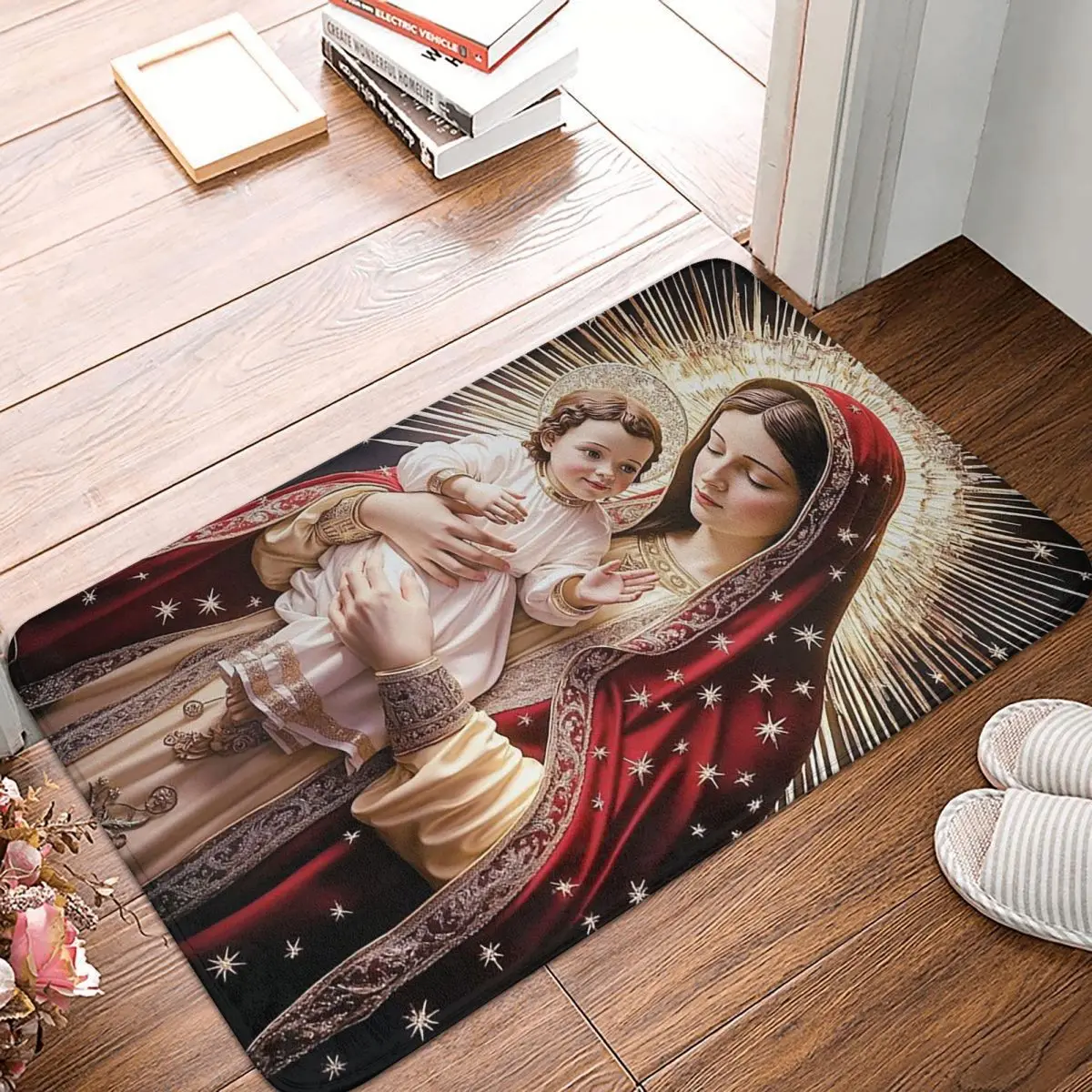 Virgin Mary Of Guadalupe Religious Art Doormat Kitchen Entrance Home Floor Mat Anti-slip Carpet Rug for Bathroom Footpad Mats
