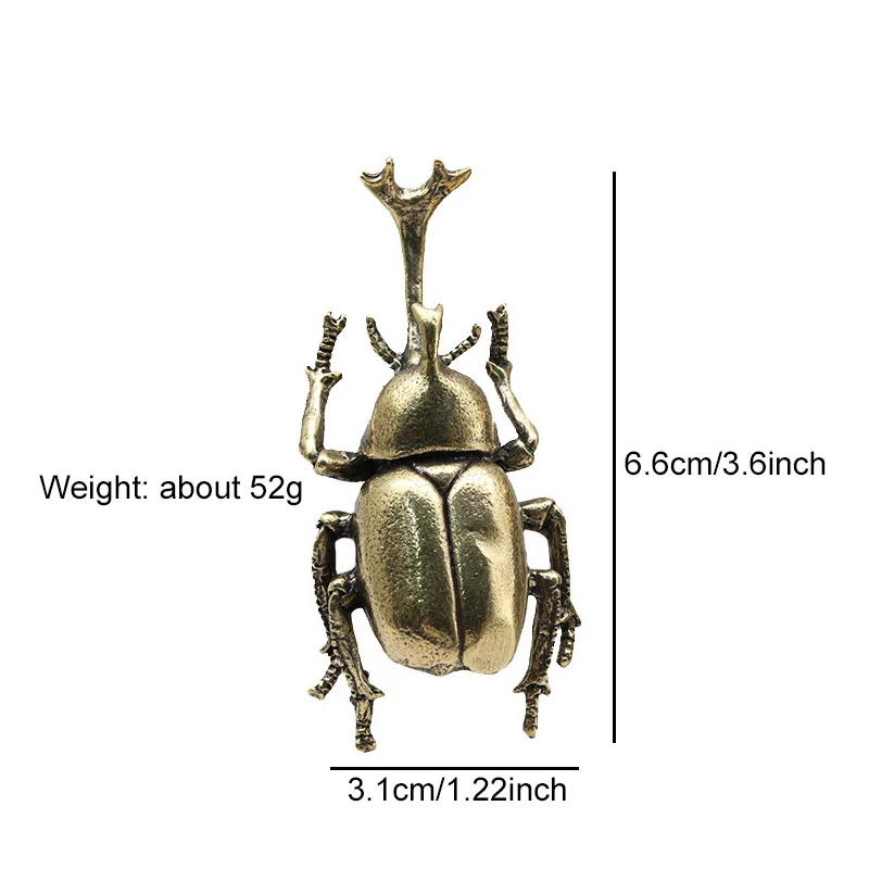 Vintage Copper Insect Tea Pet Japanese Rhinoceros Beetle Figuines Ornaments Brass Dynastes Hercules Home Decorations Accessories