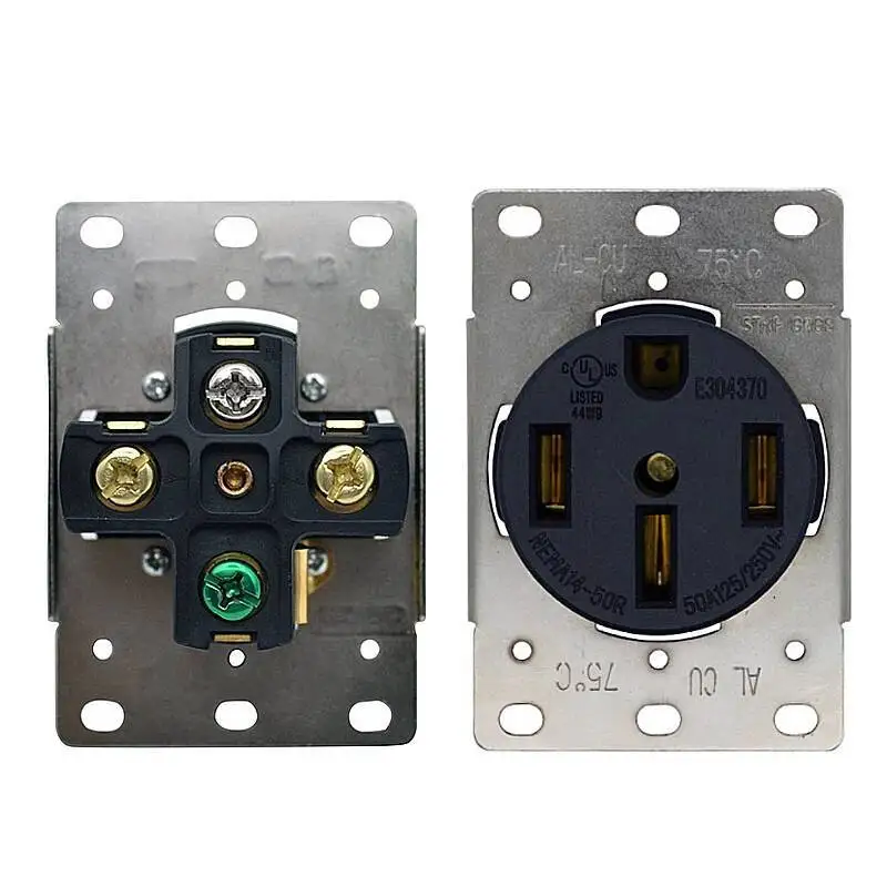 250V 50A American 4 Hole NEMA L14-50P 14-50R US Generator Outlet Anti-Off Industry Power Socket Plug Inline Wire Connector - view 3