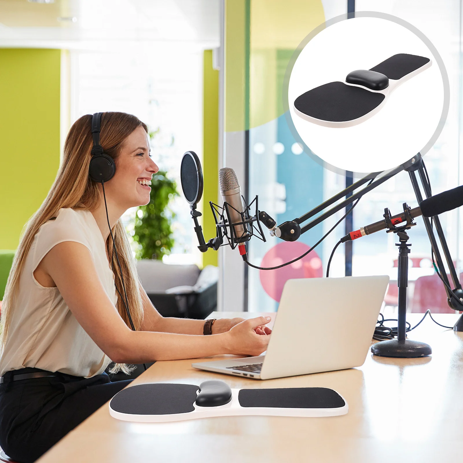 

1pc Memory Foam Wrist Rest Mouse Pad Black Ergonomic Design Smooth Surface Arm Fatigue Relief For Computer Hand