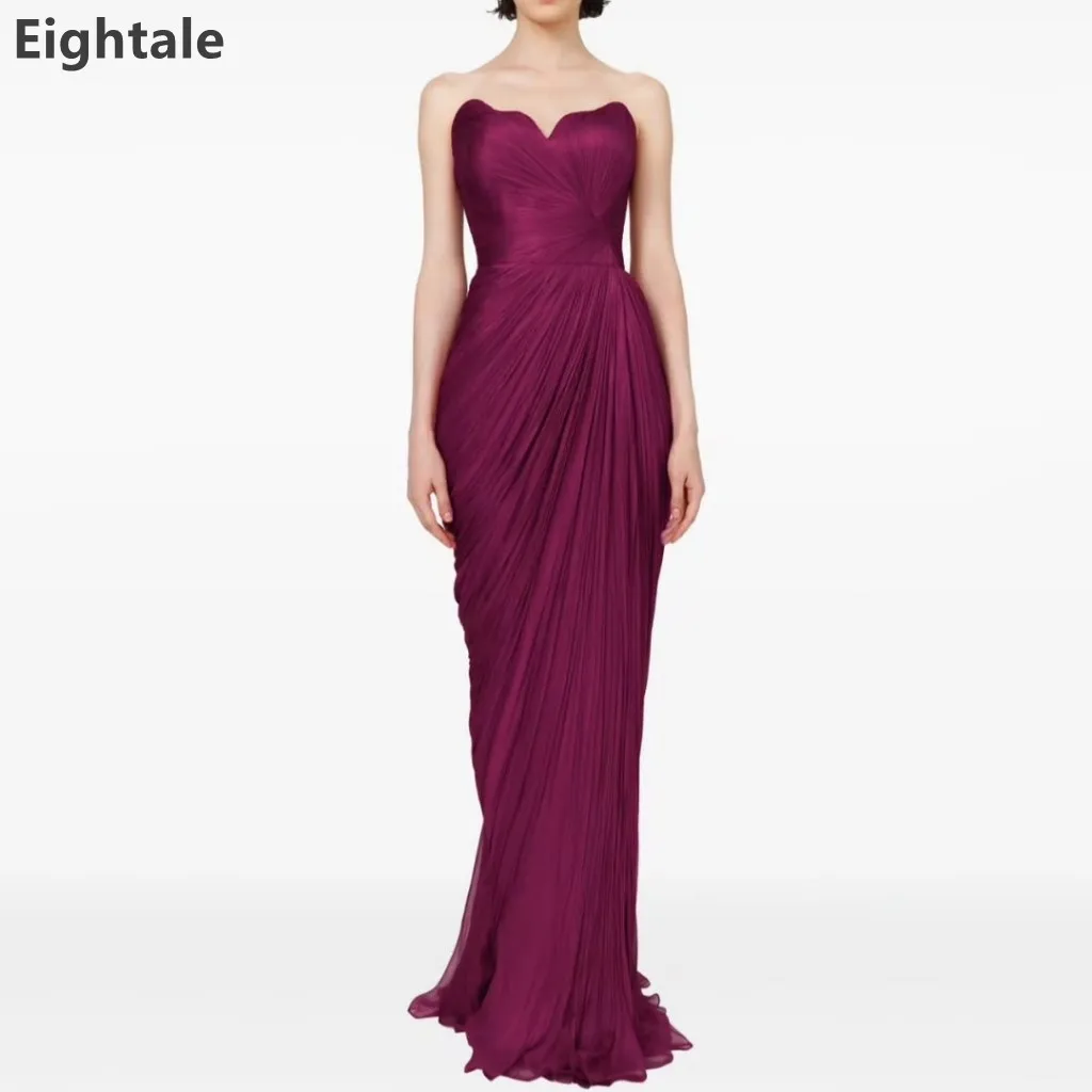 

Eightale 2025 Sweetheart Mermaid Fuchsia Evening Dress For Wedding Party Pleated Formal Prom Dress Dubai Party Gown Customized