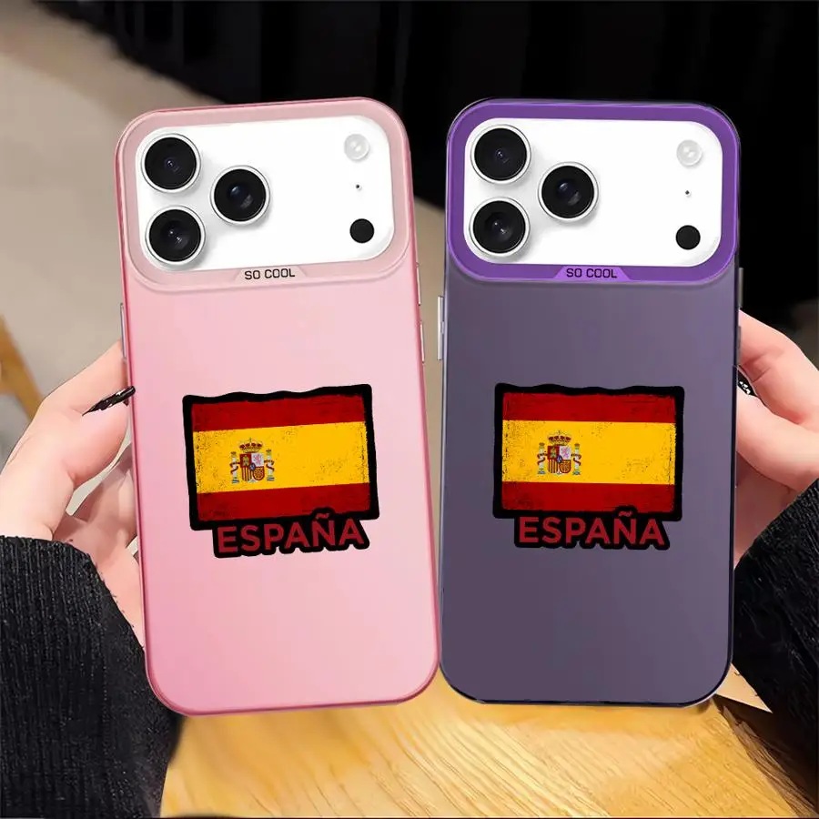 حافظة لهاتف آيفون 16e 13 14 16 17 Pro Max 12 11 17Air 15 Plus XR XS غطاء هاتف خلفي علم إسباني وطني #2