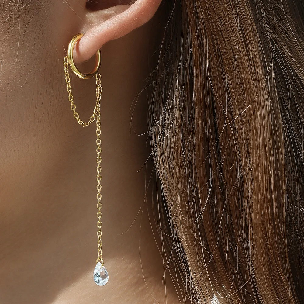 Fashionable Silvery Tassel Hoop Pendant Earrings, Exquisite Jewelry, Perfect Birthday Gift for Girls