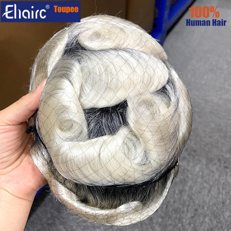 

T Color Microskin Male Hair Prosthesis 0.08MM Fashion Knotted Men's Capillary Prothesis Toupee Men Wigs For Man 100% Human Hair