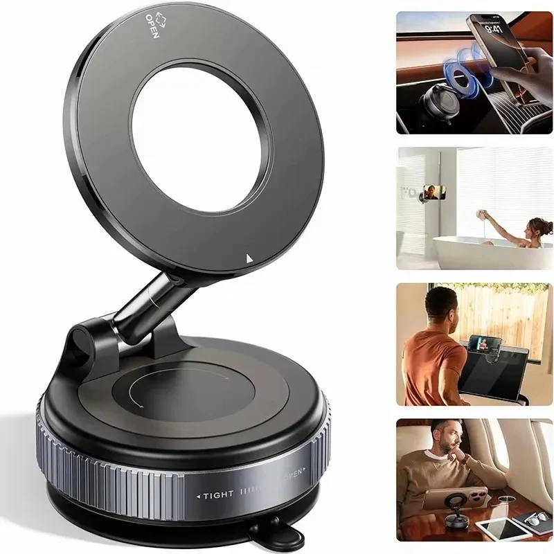 Suporte Magnético para Carro Versão Atualizada com Ajuste Multiângulos e Sucção Magnética Forte, Suporte de Telefone para Navegação Dobrável